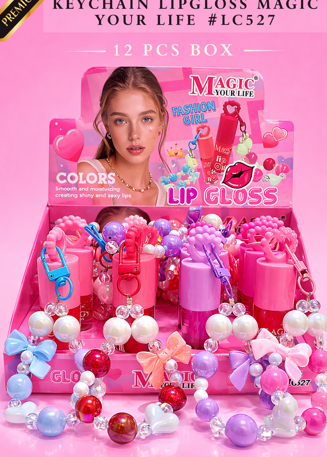 KEYCHAIN LIPGLOSS MAGIC YOUR LIFE MODEL #LC527 -(12 PCS BOX)