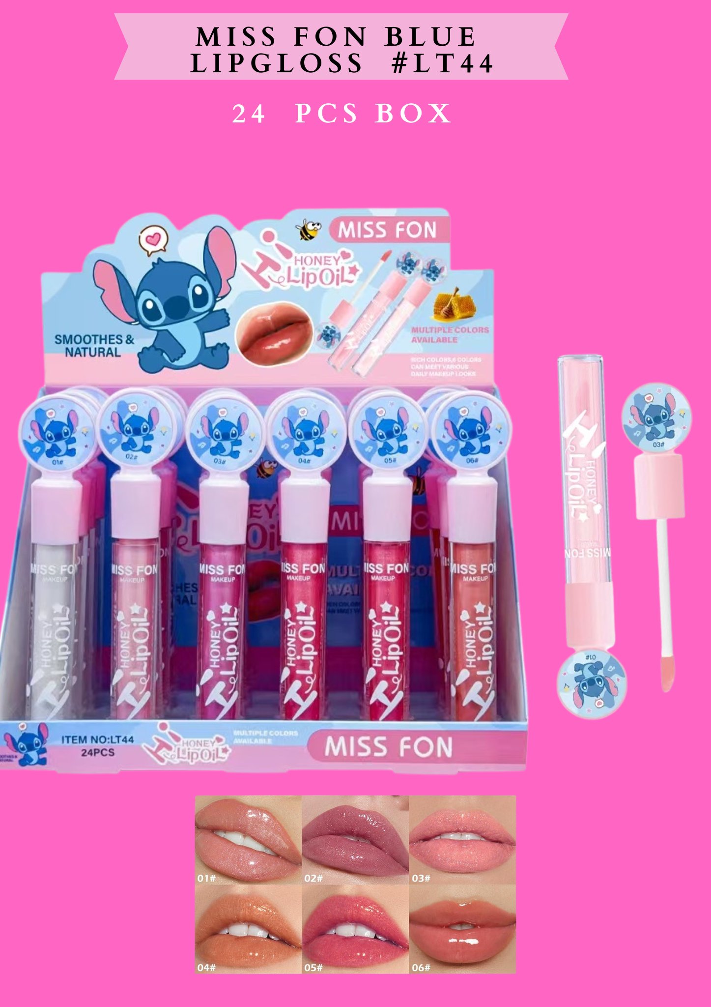 MISS FON BLUE LIPGLOSS #LT44- (24 PCS BOX)