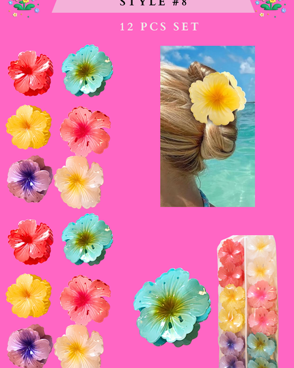 HAWAIIAN HAIR CLIP (STYLE #8)- (12 PCS SET)