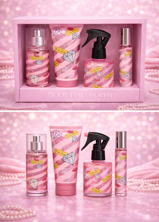SET PERFUME with gift box - 4  pcs - pink diamond - CHARMING ANGEL