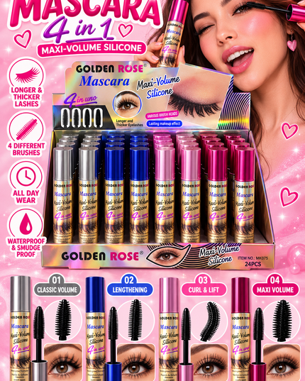 BLACK MASCARA 4 &1 - 24 pcs box - Golden Rose (#Mk075)