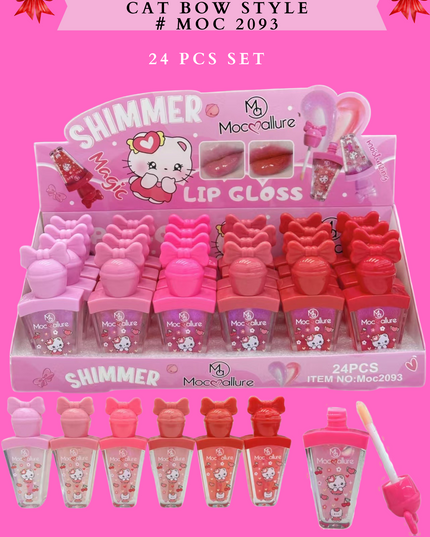 LIPGLOSS SHIMMER CAT BOW STYLE # MOC 2093 (24 PCS SET)