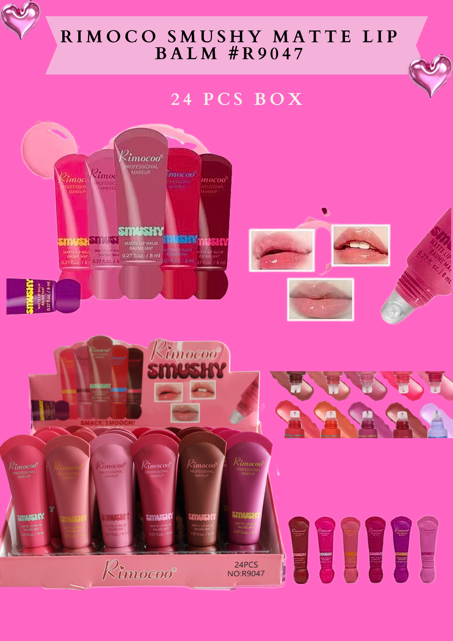 RIMOCO SMUSHY MATTE LIP BALM #R9047 -24 PCS box