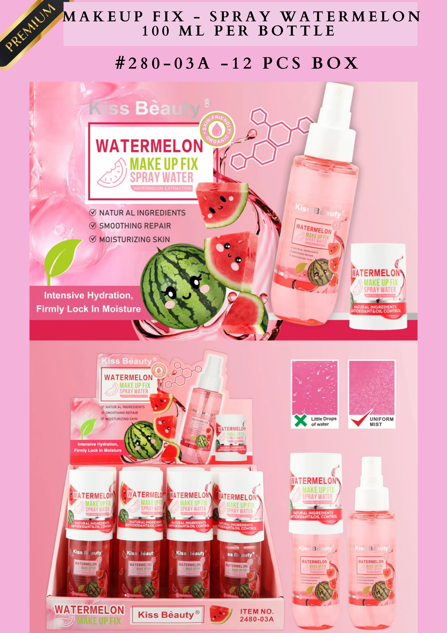 MAKEUP FIX - SPRAY WATERMELON 100 ML PER BOTTLE #280-03A - 12 PCS BOX