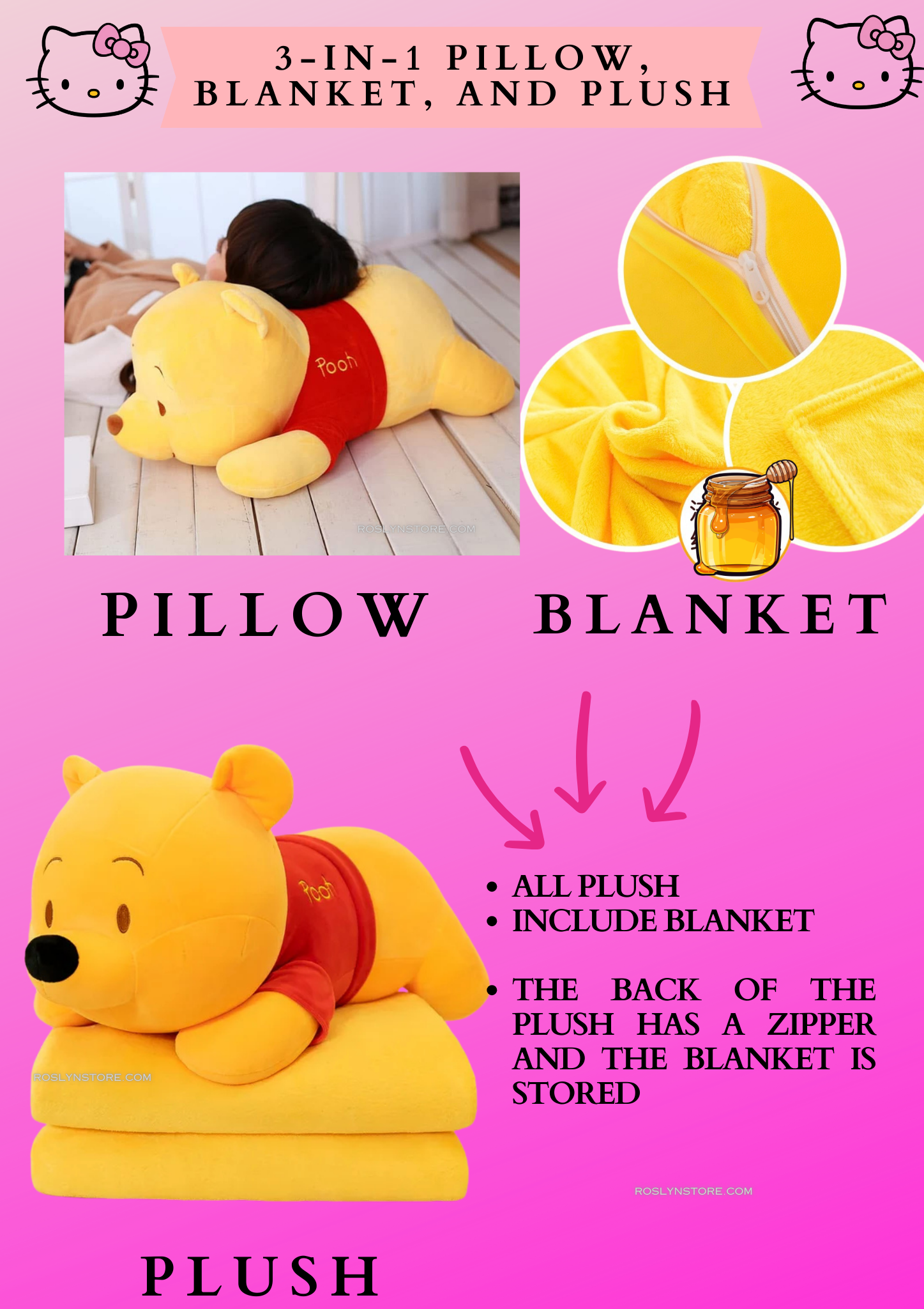 3-IN -1 PILLOW BLANKET, AND PLUSH