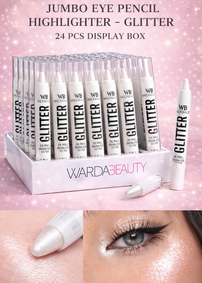 JUMBO EYE PENCIL HIGHLIGHTER - GLITTER WARDA BEAUTY # WB089 24 PCS BOX