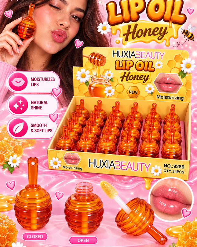 LIP OIL - HONEY -HUXIA BEAUTY(24 PCS BOX) COD (9286)