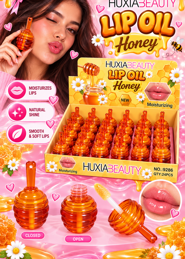 LIP OIL - HONEY -HUXIA BEAUTY(24 PCS BOX) COD (9286)