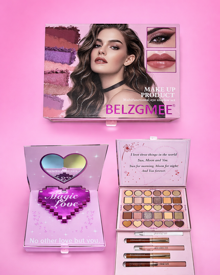BELZGMEE SET PALETTE EYESHADOW with LIPGLOSS HIGLIGHTER & LIPTICK #1