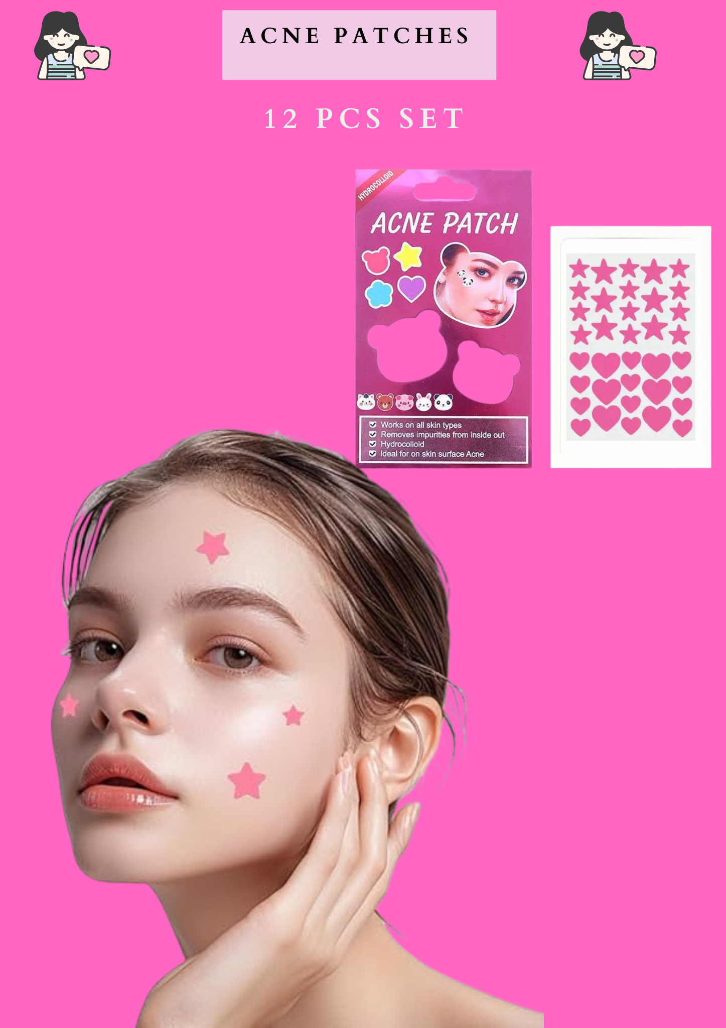 ACNE PATCHES  - pimple patches-Kawaii -(12 PCS SET)