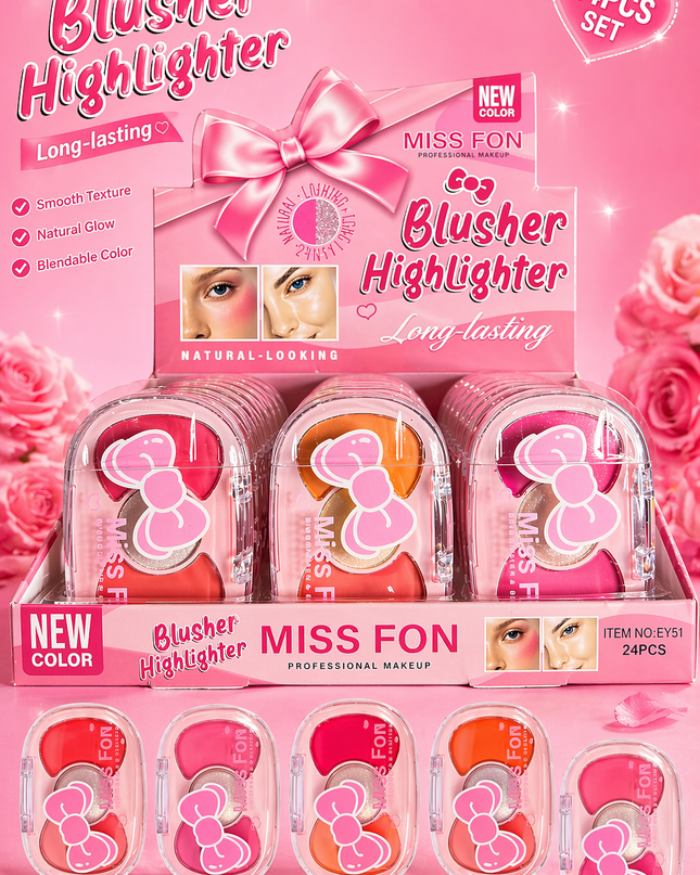 BLUSH & HIGLIGHTER MISS FON CAT STYLE #EY51 - (24 PCS BOX)