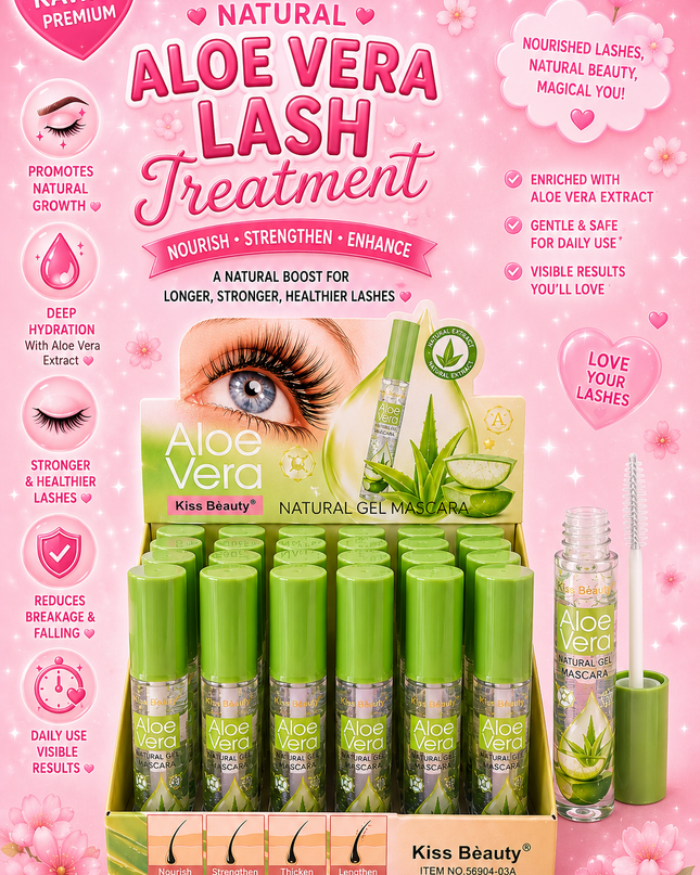 KISS BEAUTY -CLEAR MASCARA ALOE VERA  - TREATMENT for lash and brow #56904 - (24 PCS BOX)