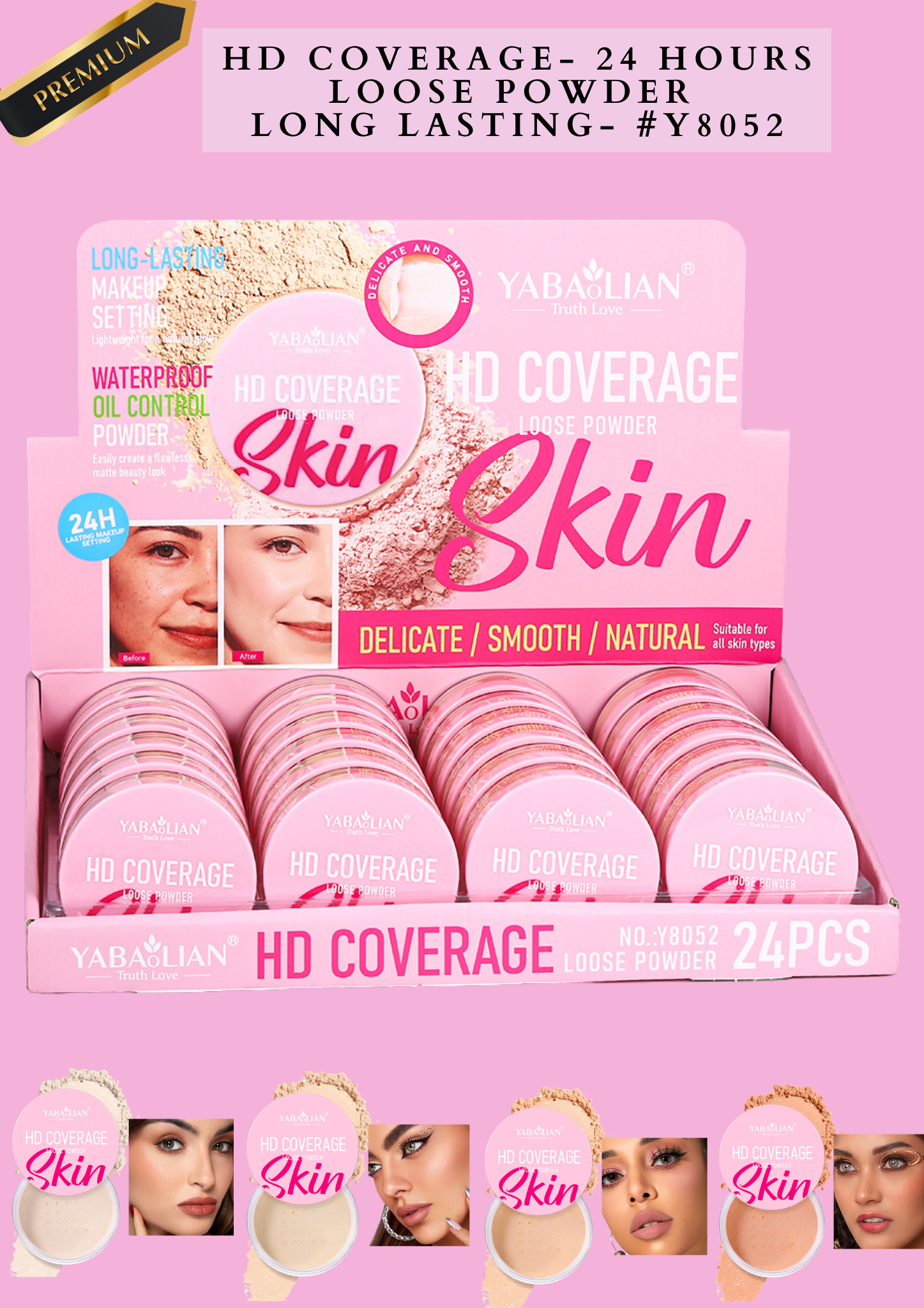 HD COVERAGE - 24 HOURS LOOSE POWDER LONG LASTING- #Y8052 ( 24 pcs box)