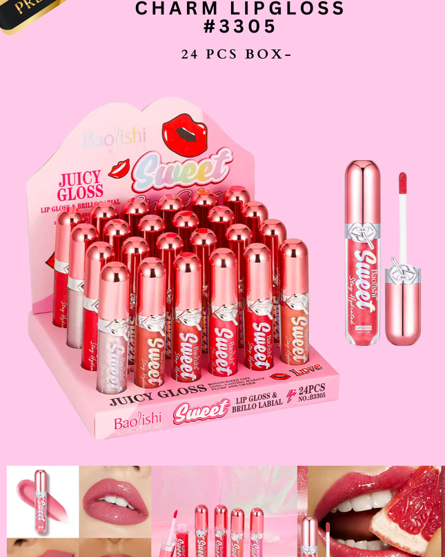 SWEET JUICY PLUM & charm- lipgloss - 24 pcs  (PREMIUM BRAND) - #3305