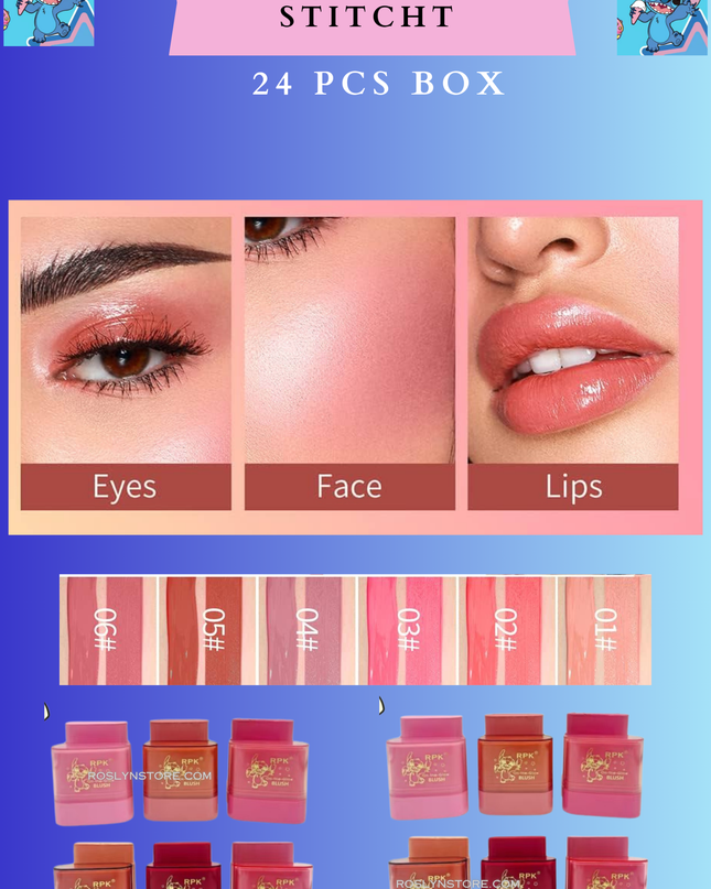 BLUSH STICKT - STITCHT (multi- use) for lips , face & eyes  - (24 pcs box ) style 2 #1301
