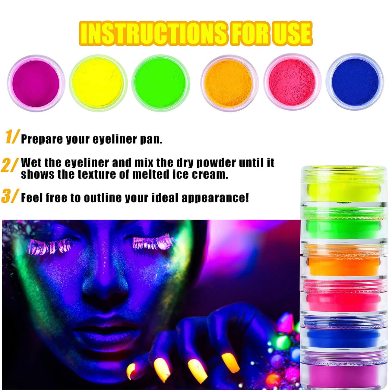 Wholesale Pigment- Flourescent eyeshadow - eyeliner- lipliner (multipurpose) (12 set)