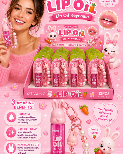 LIPGLOSS KEYCHAIN BUNNY YABAOLIAN 12 pcs box