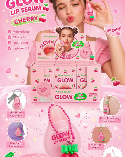 LIP SERUM CHERRY WITH KEYCHAIN - KISS BEAUTY-  12 pcs box