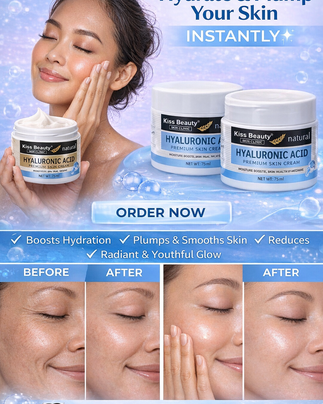 KISS BEAUTY HYALURONIC ACID PREMIUM SKIN CREAM 75 ML PER EACH -12 PCS BOX