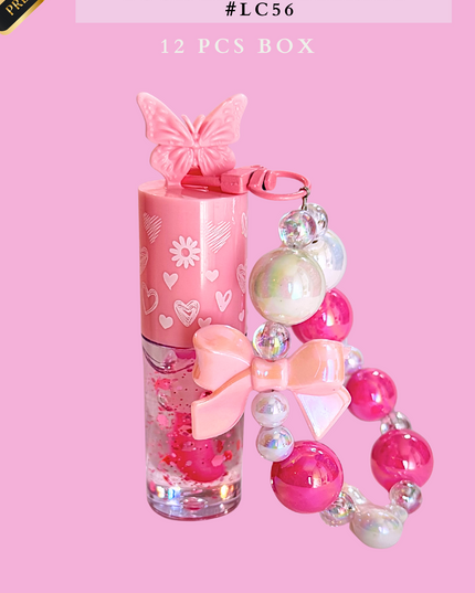 KEYCHAIN LIPGLOSS MAGIC YOUR LIFE BUTTERFLY #LC506 -(12 PCS BOX)
