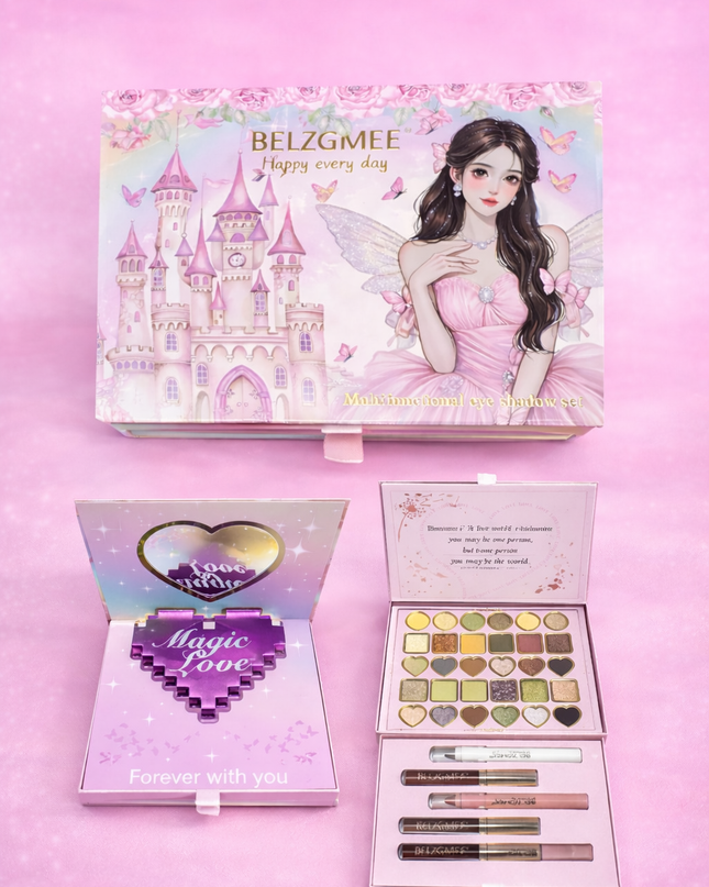 BELZGMEE SET PALETTE EYESHADOW WITH LIPGLOSS HIGLIGHTER & LIPTICK ( #2)