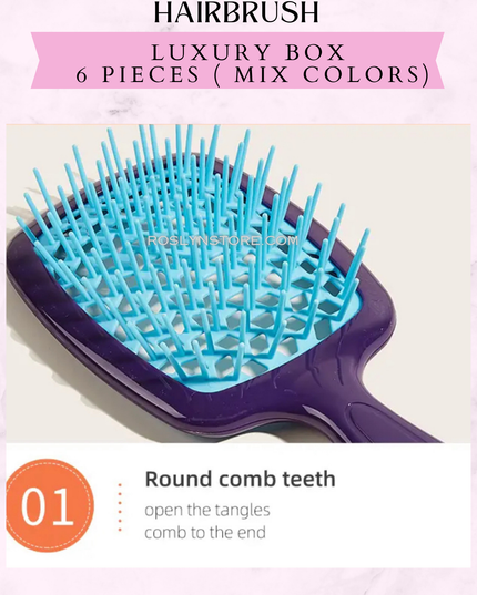 DETANGLING MASSAGE HAIRBRUSH
LUXURY BOX - 6 PIECES ( MIX COLORS)