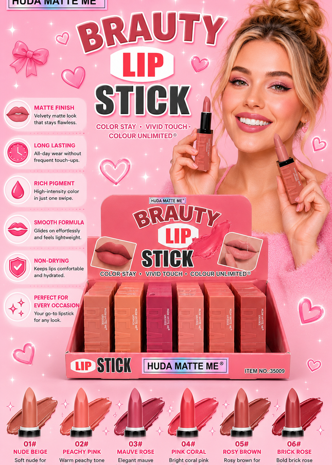 BRAUTY LIPSTICK  NUDE - 24PCS box -#35009