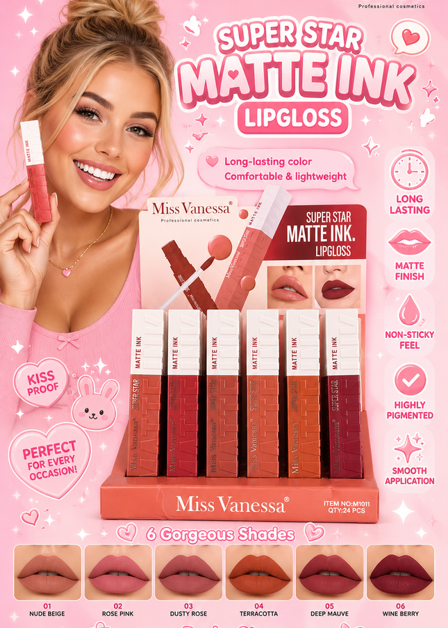 LIPGLOSS MATTE INK SUPER STAR - Miss Vanessa -M1011(E44)