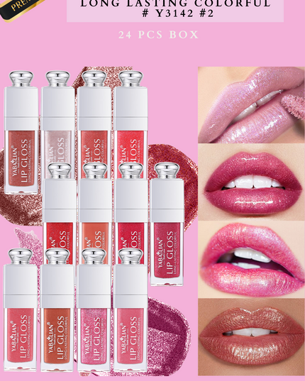 YABAOLIAN SHINE LIPGLOSS LONG LASTING COLORFUL # Y3142 #2 ( 24 pcs box)