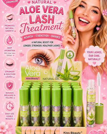KISS BEAUTY -CLEAR MASCARA ALOE VERA  - TREATMENT for lash and brow #56904 - (24 PCS BOX)