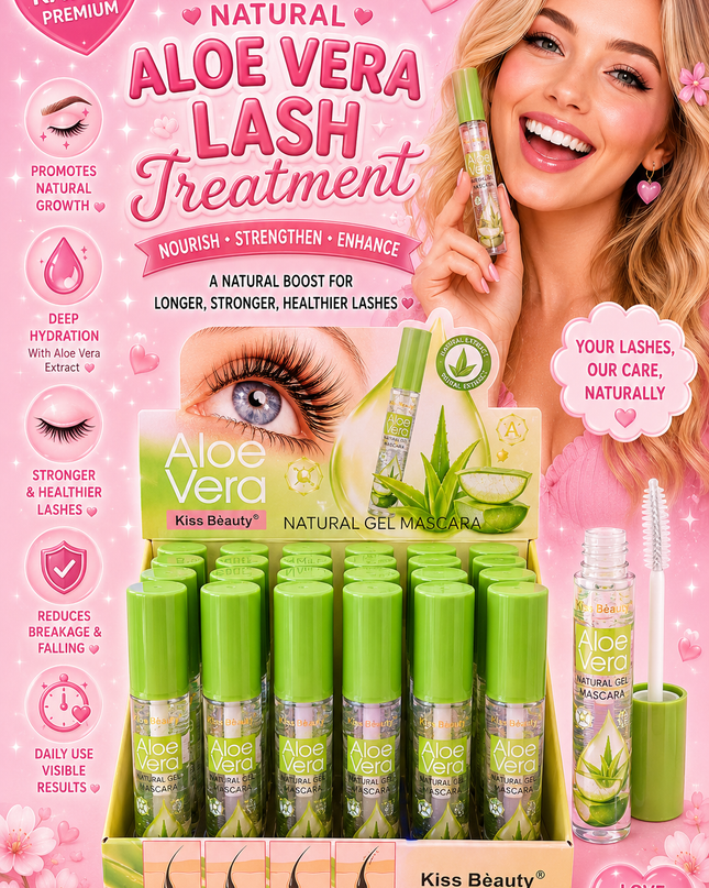 KISS BEAUTY -CLEAR MASCARA ALOE VERA  - TREATMENT for lash and brow #56904 - (24 PCS BOX)