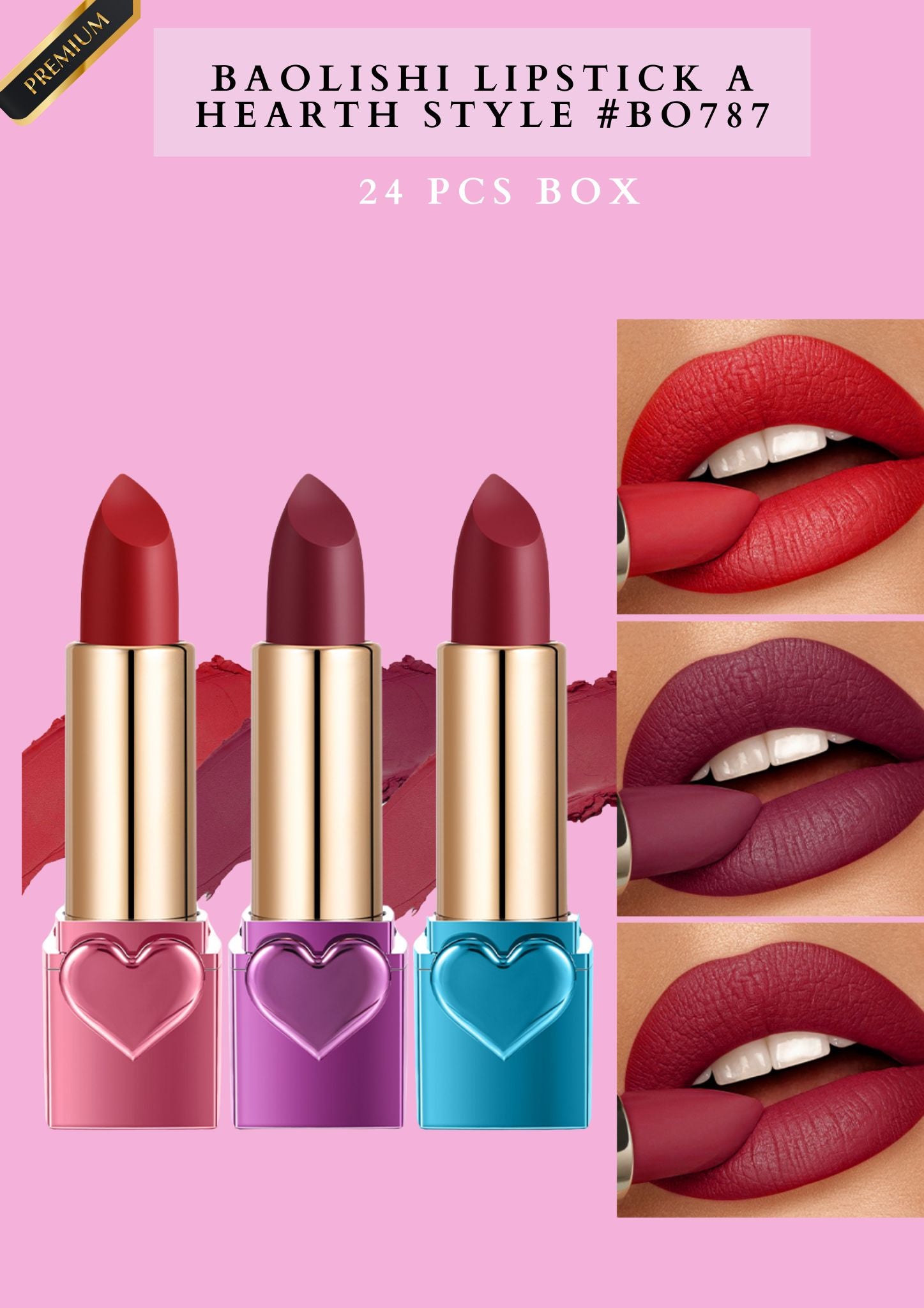 BAOLISHI LIPSTICK A HEARTH STYLE ( #B0787) - 24 pcs box