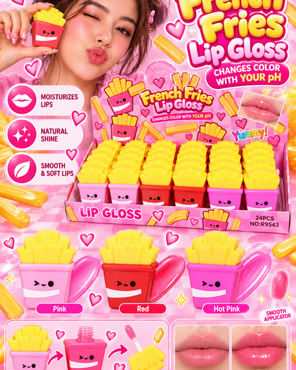 MAGIC LIP GLOSS-FRENCH FRIES-RIMOCOO-24PCS (COD R9543)