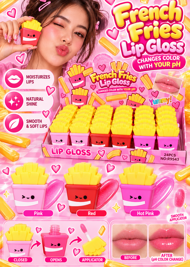 MAGIC LIP GLOSS-FRENCH FRIES-RIMOCOO-24PCS (COD R9543)