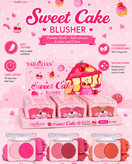 YABAOLIAN SWEET CAKE DOUBLE BLUSH  24 pcs box - (#Y8058)