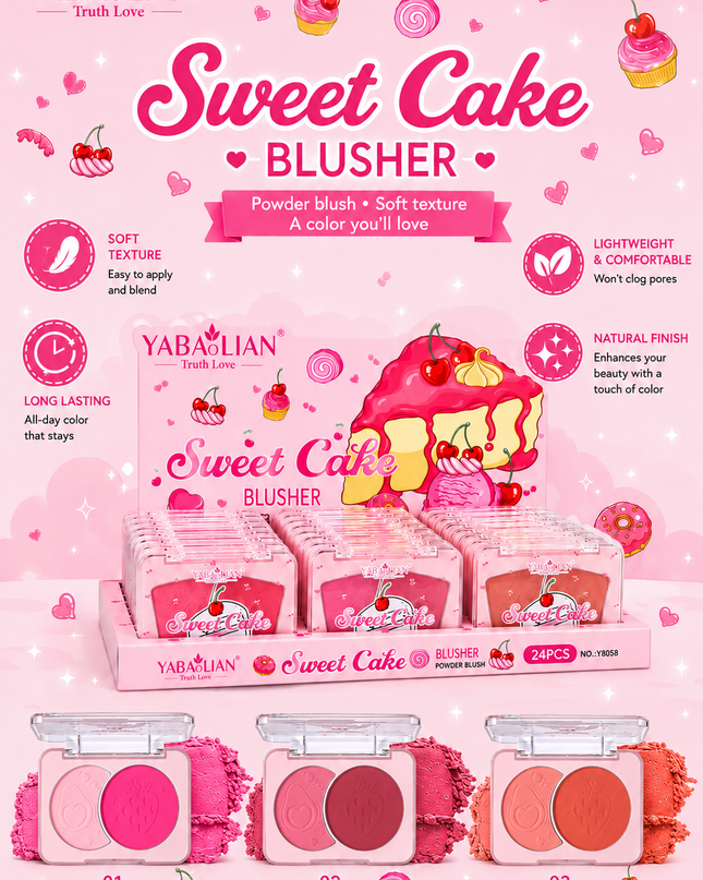 YABAOLIAN SWEET CAKE DOUBLE BLUSH  24 pcs box - (#Y8058)