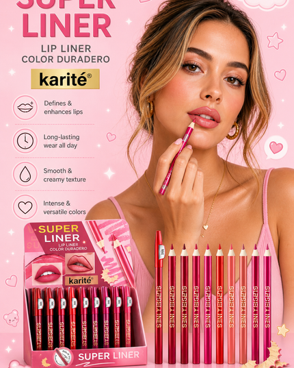 LIP LINER WITH SHARPENER- KARITE 48 pcs box