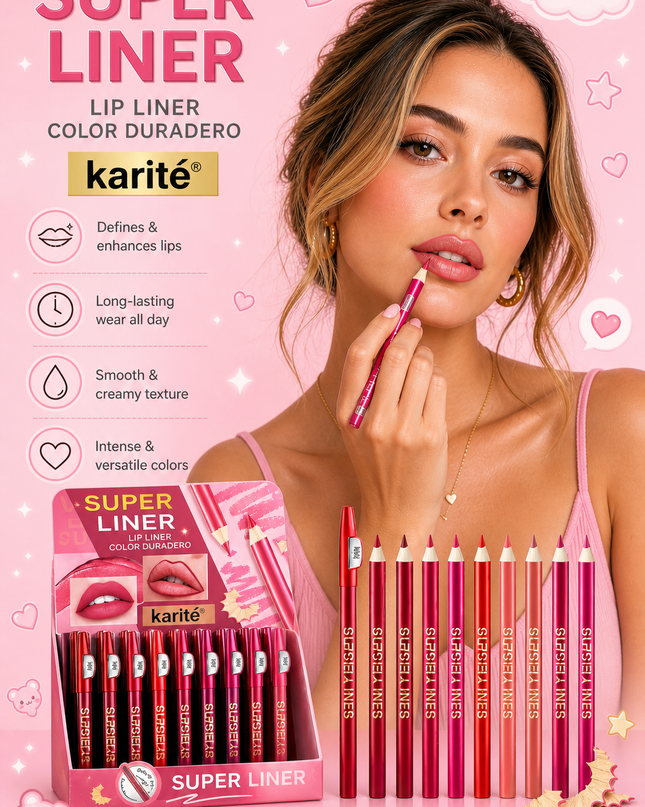 LIP LINER WITH SHARPENER- KARITE 48 pcs box