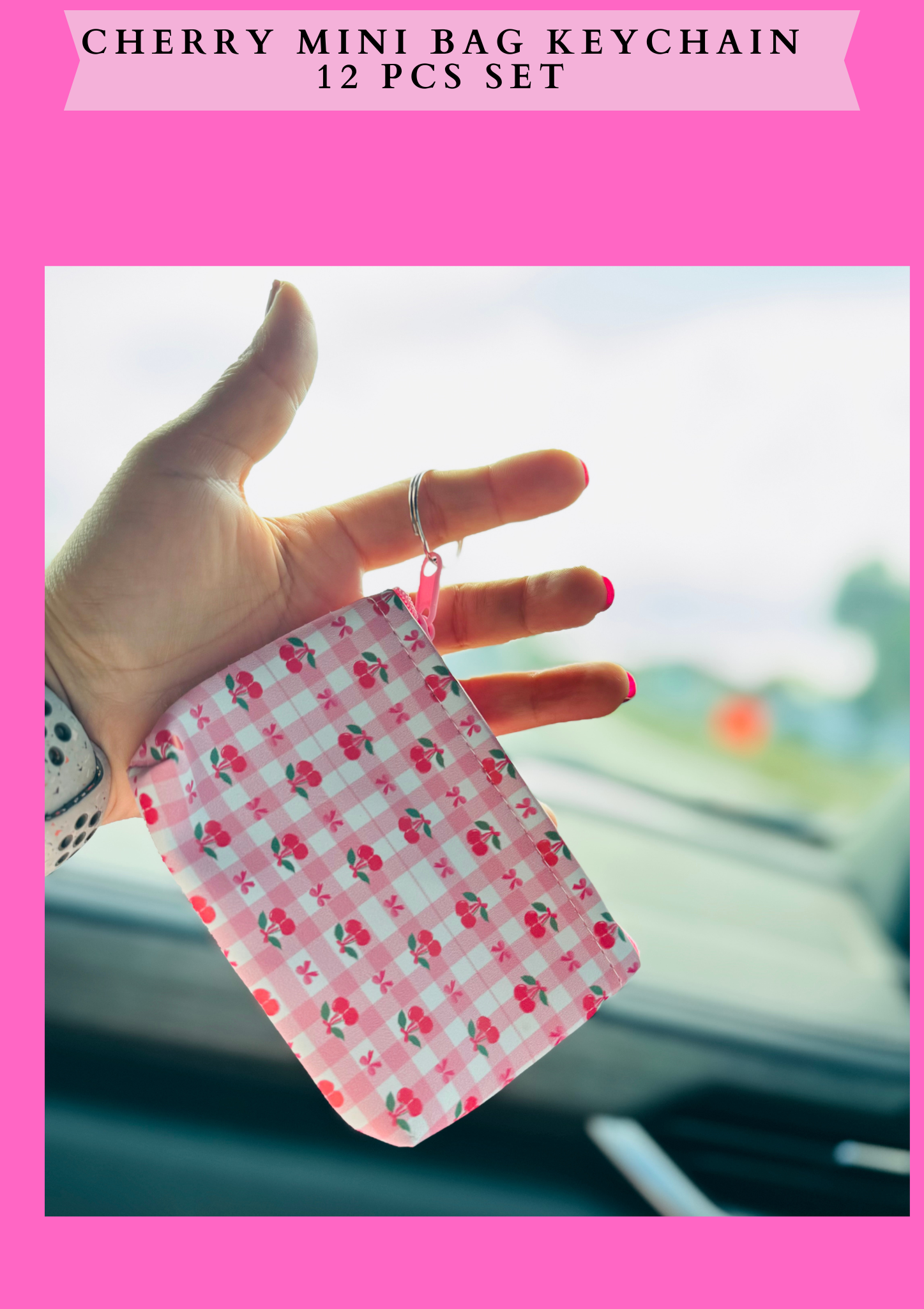 CHERRY MINI BAG KEYCHAIN _12 PCS SET