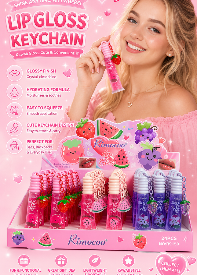 LIPGLOSS KEYCHAIN  RIMOCCO-24 pcs box ( #R9150 )