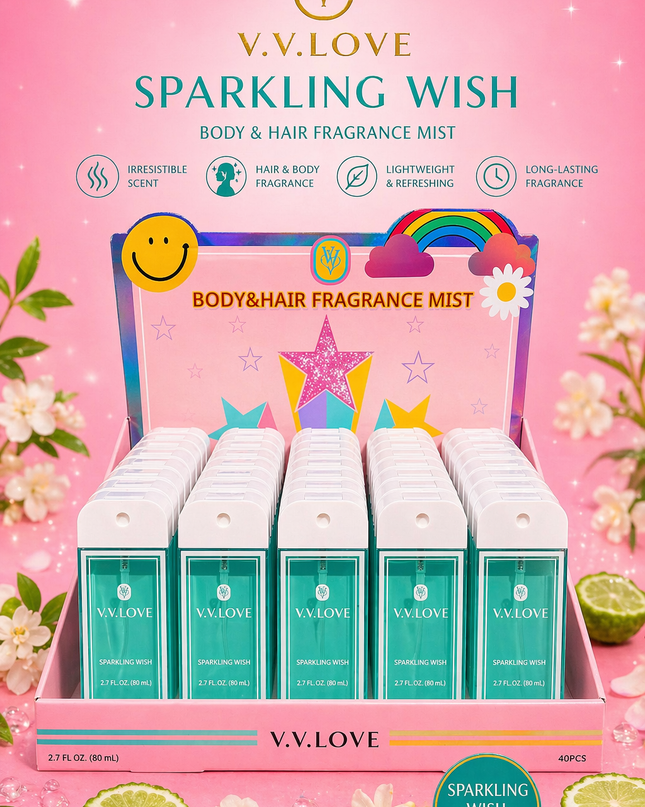 SPARKLING WISH- BODY & HAIR FRAGRANCE MIST - Vv love ( 40 pcs box ) 80 ml per each (Copy)