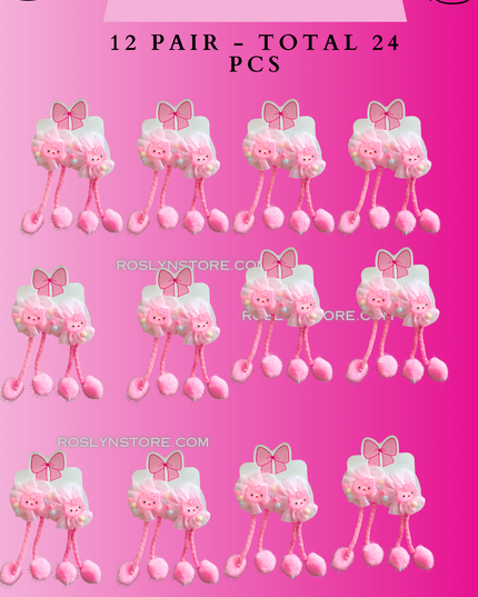 BOWS - 12 sets -kitty  -(24 pcs)