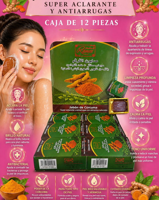 Turmeric Soap  super whitening  & anti wrinkle ( 12 pcs box)