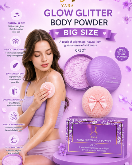 YARA BIG SIZE BODY POWDER PERFUME with glitter  -1 pcs