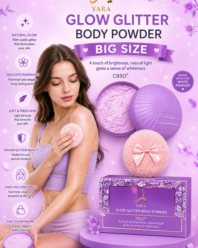 YARA BIG SIZE BODY POWDER PERFUME with glitter  -1 pcs