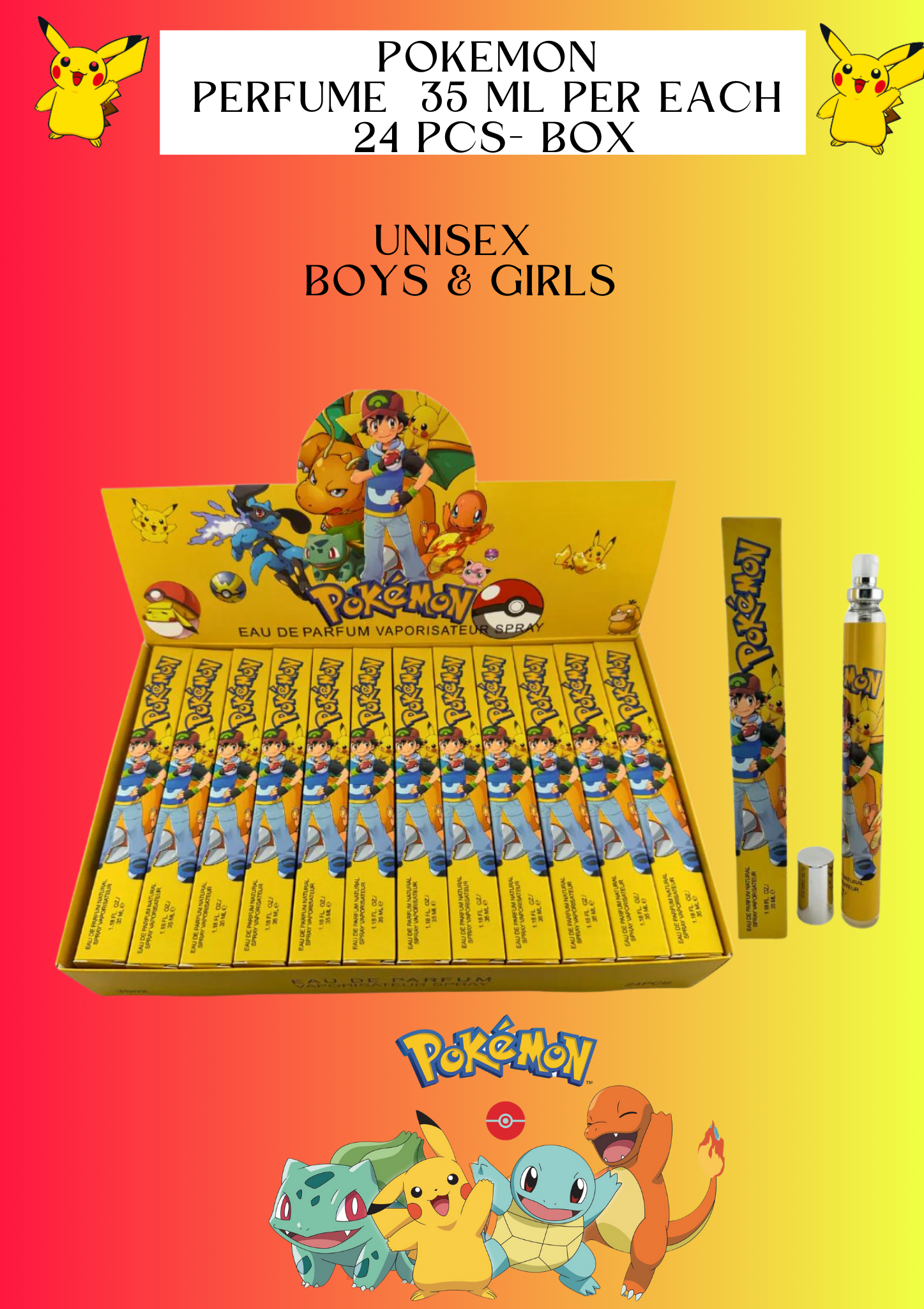 POKEMON - SPRAY -PERFUME - 35 ml- (24 PCS box)