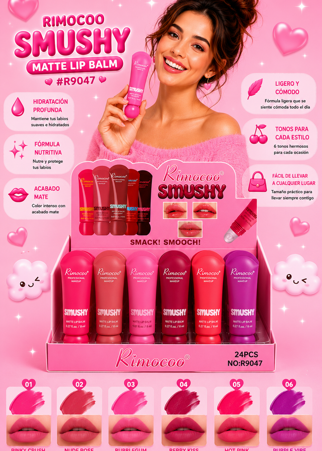SMUSHY MATTE LIP BALM RIMOCOO (#R9047) - 24 pcs box