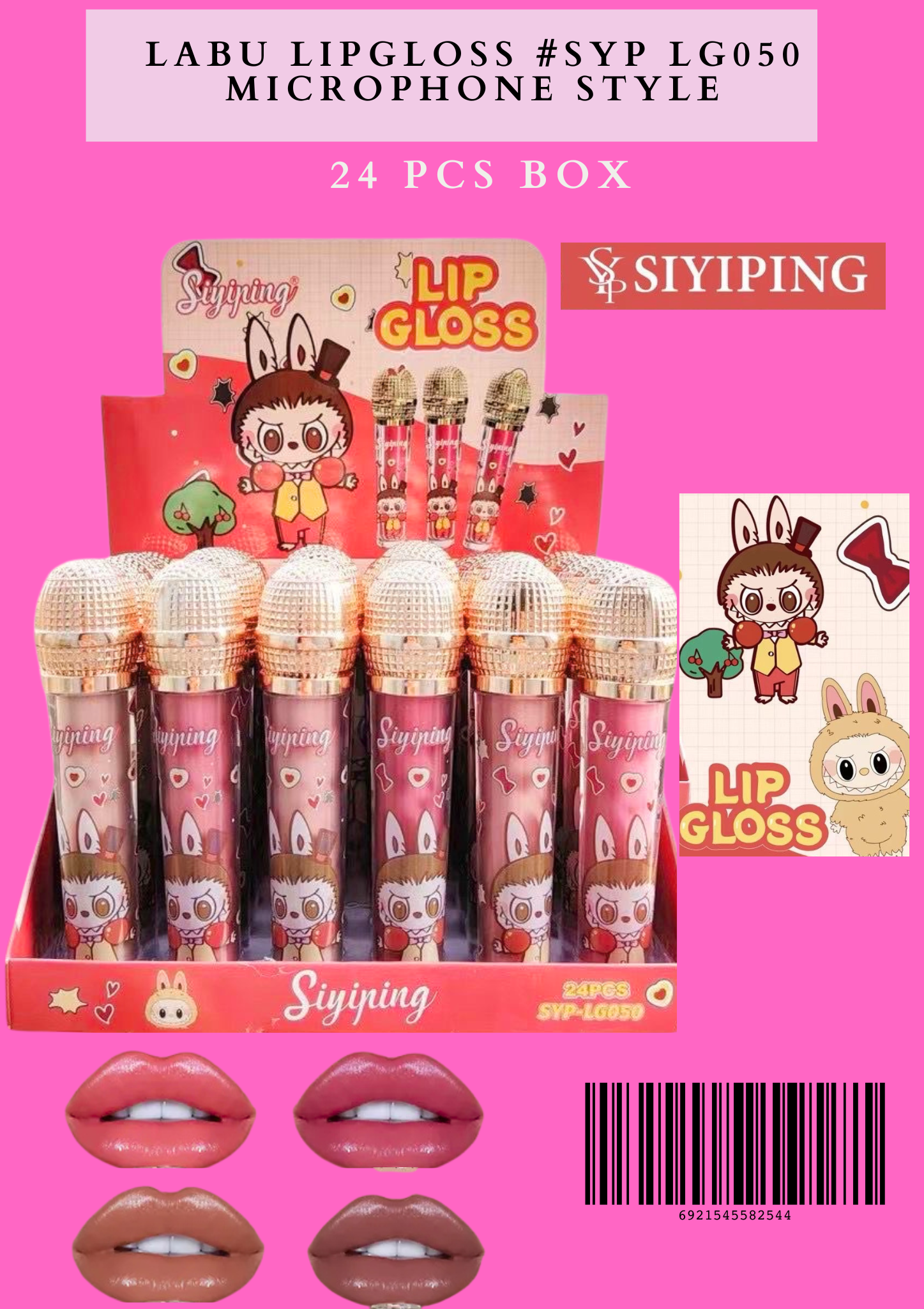 LABU LIPGLOSS  (#SYP LG050) MICROPHONE STYLE 24 PCS BOX