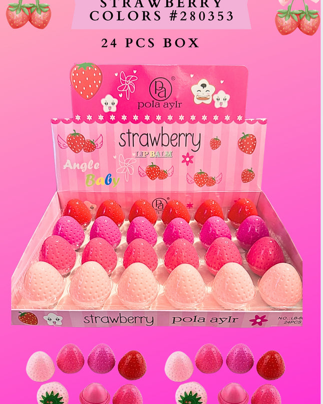 LIP BALM STRAWBERRY COLORS - (24 pcs) #280353