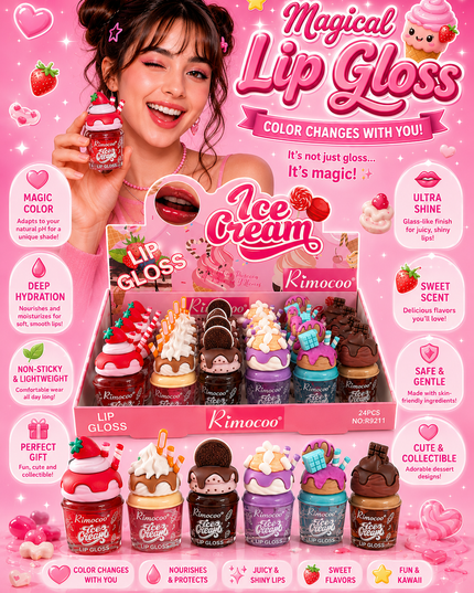LIPGLOSS ICE CREAM  Rimocoo -24 pcs box (#R9211)